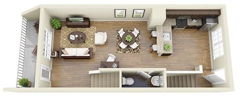 Floor plan for 2 beds, 1.5 baths, 1228 sqft